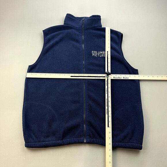 Vintage Columbia Pictures Vest Jacket Adult XL Navy Blue Fleece Movies Film 90s - Picture 7 of 10